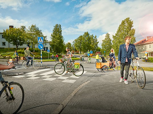 Cyklister på gata i Sundsvall